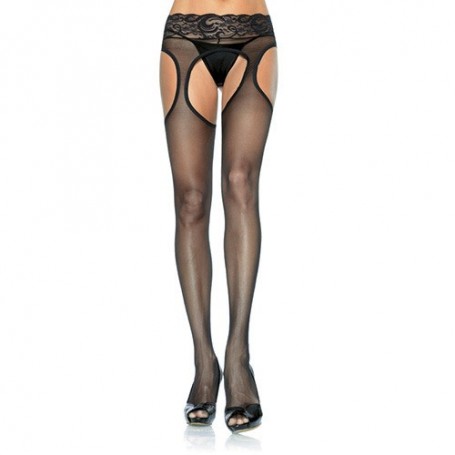 COLLANT APERTO PLUS SIZE  HOSIERY SHEER LACE BLACK