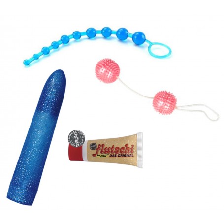 kit sex toy fallo anale vibratore palline e lubrificante flutschi 50 ml