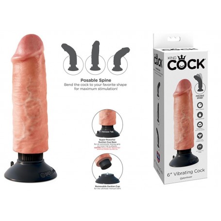 Vibratore Realistico King Cock 6 vibrating con ventosa