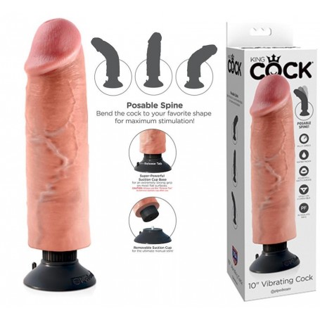 Vibratore Realistico King Cock 10 vibrating con ventosa clear