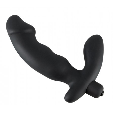 Vibratore doppio dildo realistico con stimolatore clitoride in silicone nero