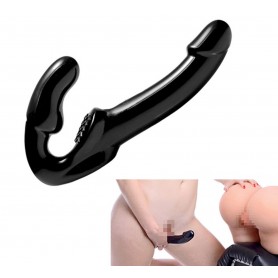 Fallo vaginale indossabile strap on nero doppio