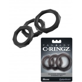 Anelli fallici kit anello per pene tris c ringz in silicone nero