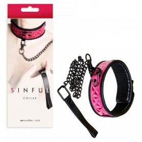 Collare Bondage con guinzaglio a catena fetish sinful Pink