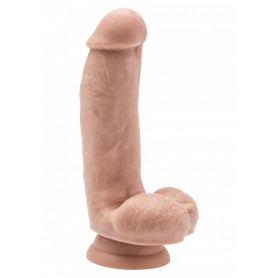 Fallo vaginale realistico dildo con ventosa nero chiaro con testicoli color carne chiaro cock 6 flesh