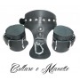 Collare costrittivo bondage fetish con manette  in vera pelle made in italy