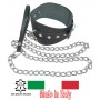 Collare costrittivo bondage fetish con guinzaglio e catena  in vera pelle