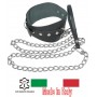 Collare costrittivo bondage fetish con guinzaglio e catena  in vera pelle