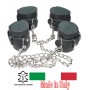 Cavigliere Manette bondage fetish costrittivo in vera pelle unite da catena e ganci