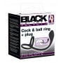 Anello fallico doppio sex toys con fallo anale in silicone nero black cock ball ring plug