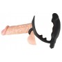 vibratore anale dildo con anello fallico indossabile plu vibrante fallo in silicone nero the black