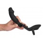 vibratore anale dildo con anello fallico indossabile plu vibrante fallo in silicone nero the black