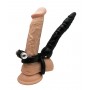 Fallo anale indossabile dildo strap on con anello fallico doppio nero vibrante