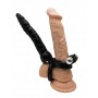 Fallo anale indossabile dildo strap on con anello fallico doppio nero vibrante