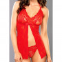 Set chemise babydoll rosso con slip leg avenue