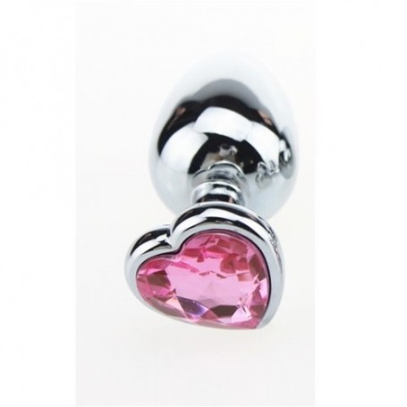 Fallo  anale in metallo acciaio dildo grande con pietra gioiello cuore rosa pink plug maxi anal butt