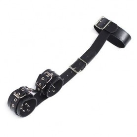 Easy back cuffs collar restraint manette collare costrittivo bondage black harness