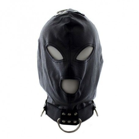 Bondage hook mask collar black maschera collare fetish nero per uomo e donna integrale in simil pelle