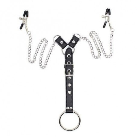 Penitence man nipples clamps black pinze per capezzoli con anello fallico costrittivo fetish bondage