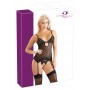 Intimo lingerie donna sexy nero erotica micro rete guepiere e perizoma aperto