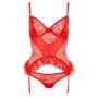 Intimo sexy rosso lingerie donna guepiere con reggi calze hot perizoma slip