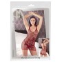 Mini abito sexy lingerie a rete intimo aderente in pizzo rosso donna