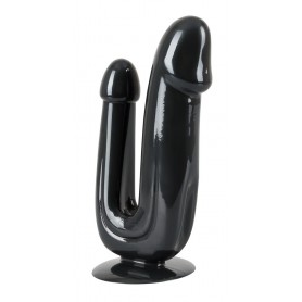 Fallo nero doppio dildo vaginale anale realistico con ventosa naughty toys