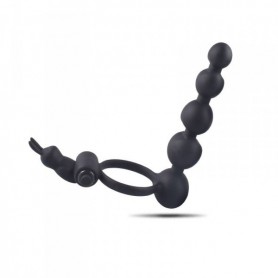 Fallo anale con anello fallico vibrante vibratore nero in silicone sex toys per uomo