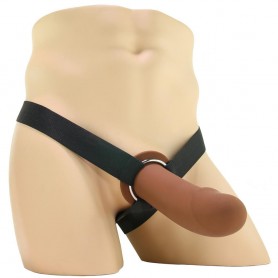 Fallo realistico vaginale anale strap on dildo indossabile guaina per pene prolunga fallica brown