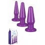 Kit fallo anale 3 pz dildo anal butt plug set sex toys anal mini maxi purple