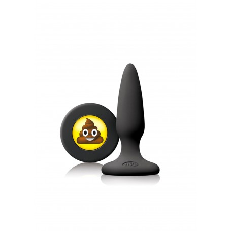 Plug anale in silicone mini fallo butt conico con smile sht EMOJI FACE nero