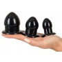 Kit 3pz fallo anale plug set mini medium maxi dildo anal sex toys nero black butt