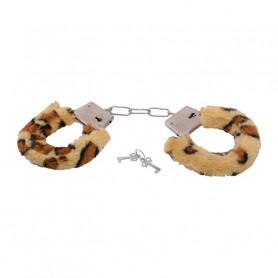 Manette con pelliccia sintetica bondage cuffs fetish costrittivo leopardato