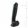 dildo fallo vaginale anale nero con testicoli e ventosa morbido maxi black