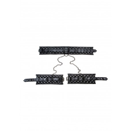 Costrittivo fetish kit con manette collare bondage sexy nero bdsm set black