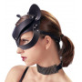 Maschera travestimento nero in eco pelle fetish bondage mask black cat