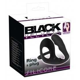 anello maschile con plug dildo anale in silicone nero anal black sexy toys