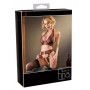 lingerie intimo donna set reggiseno perizoma aperto reggicalze nero rosso aperto