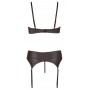 lingerie tre pezzi reggiseno perizoma reggicalze nero con pizzo trasparente sexy