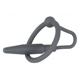 anello nero in silicone con dilatatore uretrale stimolatore per uretra uomo