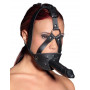 maschera in pelle morso con dildo nero e pallina rossa fallo morbido bocca black