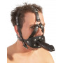 maschera in pelle morso con dildo nero e pallina rossa fallo morbido bocca black