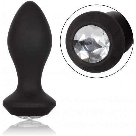 dildo plug anale vibrante nero in silicone con gioiello sexy toys black anal