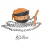 collare con guinzaglio in vera pelle e cuoio orange fluo bondage uomo donna