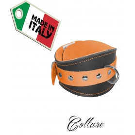 collare in vera pelle made in italy orange fluo nero  bondage giochi erotici