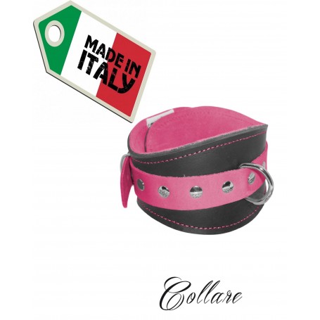 costrittivo bondage collare nero pink in vera pelle sadomaso sexy uomo donna