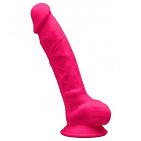 Dildo con ventosa e testicoli rosa ultra morbido fallo in silicone memory pink