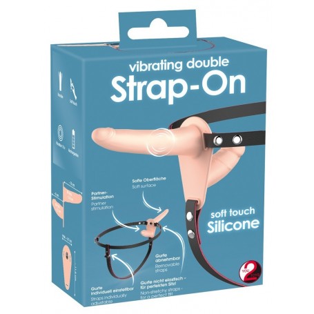 Vibratore indossabile strap on doppio fallo realistico vaginale anale ricaricabile