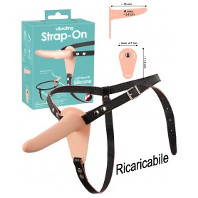 vibratore strap on indossabile dildo fallo anale vaginale in silicone ricaricabile