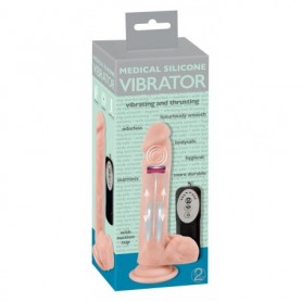 Vibratore realistico vaginale anale in silicone dildo fallo su e giù con ventosa e vibrazione